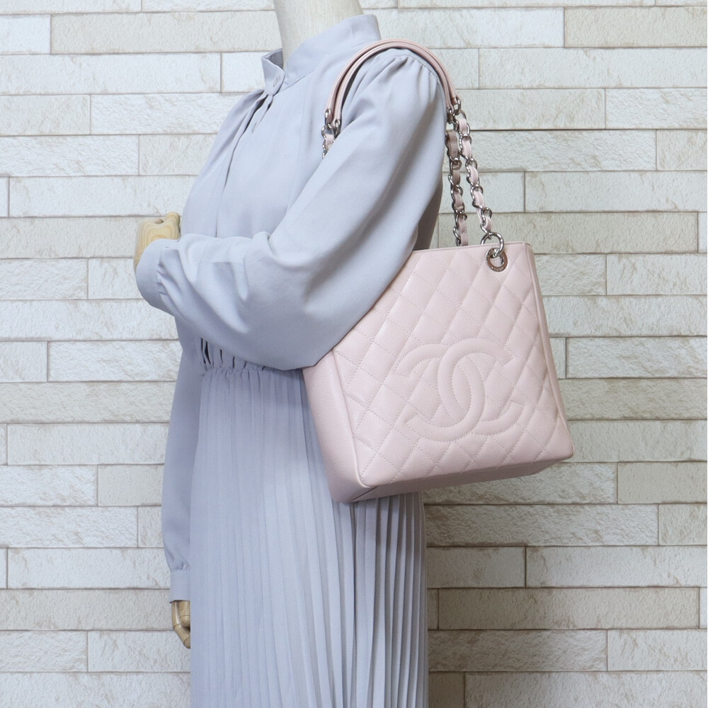 Chanel Pink Bag Caviar Chain Tote